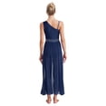 thumbnail image 3 of iiniim Femme Paillettes Strass Costume de Danse Lyrique Robe Fendue Sans Manches Bleu Marine TTG, 3 of 7