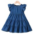 thumbnail image 1 of Qudderr Robe Décontractée en Denim pour Filles Bébé, Manches à Volants, Robe en Jean pour Filles 2-9 Ans, Robe d'Été à Col Rond pour Filles, 1 of 9