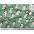 thumbnail image 2 of Soimoi Vert Voile de Coton Femmes Visage Humain Figure Tissu Imprime par Yard 56 Pouces de Large, 2 of 5