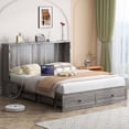 thumbnail image 3 of MJKONE Lit Escamotable, Lit Armoire Format Grand avec Tiroirs de Rangement et Station de Recharge USB, Lit Coffre Pliant avec Matelas pour Salon/chambre, Gris, 3 of 13