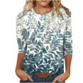 thumbnail image 2 of TIMIFIS 3/4 Sleeve Shirts for Women Button V Neck Loose Womens Tops Fall Clothes Mid Length Three Quarter Sleeve TopsFall, 2 of 5