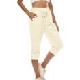 thumbnail image 2 of Timegard Womens Yoga Pants Drawstring High Waist Workout Cropped Pants Athletic Capri Pants with Pockets, 2 of 7
