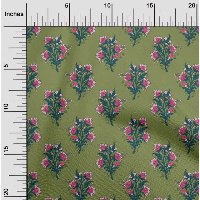 oneOone Viscose Jersey Fabric Leaves & Floral Block Fabric Prints By Yard 60 Inch Wide