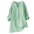thumbnail image 1 of 2025 T-Shirts à Col en V Unis et Amples pour Femmes, Grande Taille, Texture Longue, Chemises Western pour Femmes, Robe, 1 of 4