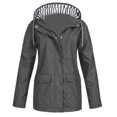 thumbnail image 2 of Kcodviy Women Solid Rain Jacket Den Jacket Outdoor Plus Waterproof Hooded Jacket Womens Fleece Raincoat Windproof, 2 of 2
