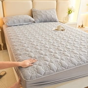 ABPWLY 150x200cm Waterproof Mattress Protector Cover, Soft Breathable Fitted Sheet, Twin Size, White or Gray