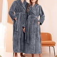 thumbnail image 3 of FAIWAD Women's Flannel Thickened Nightgown Soft Warm Fuzzy Fleece Robe Solid Color Bathrobe Loungewear with Pockets, 3 of 6