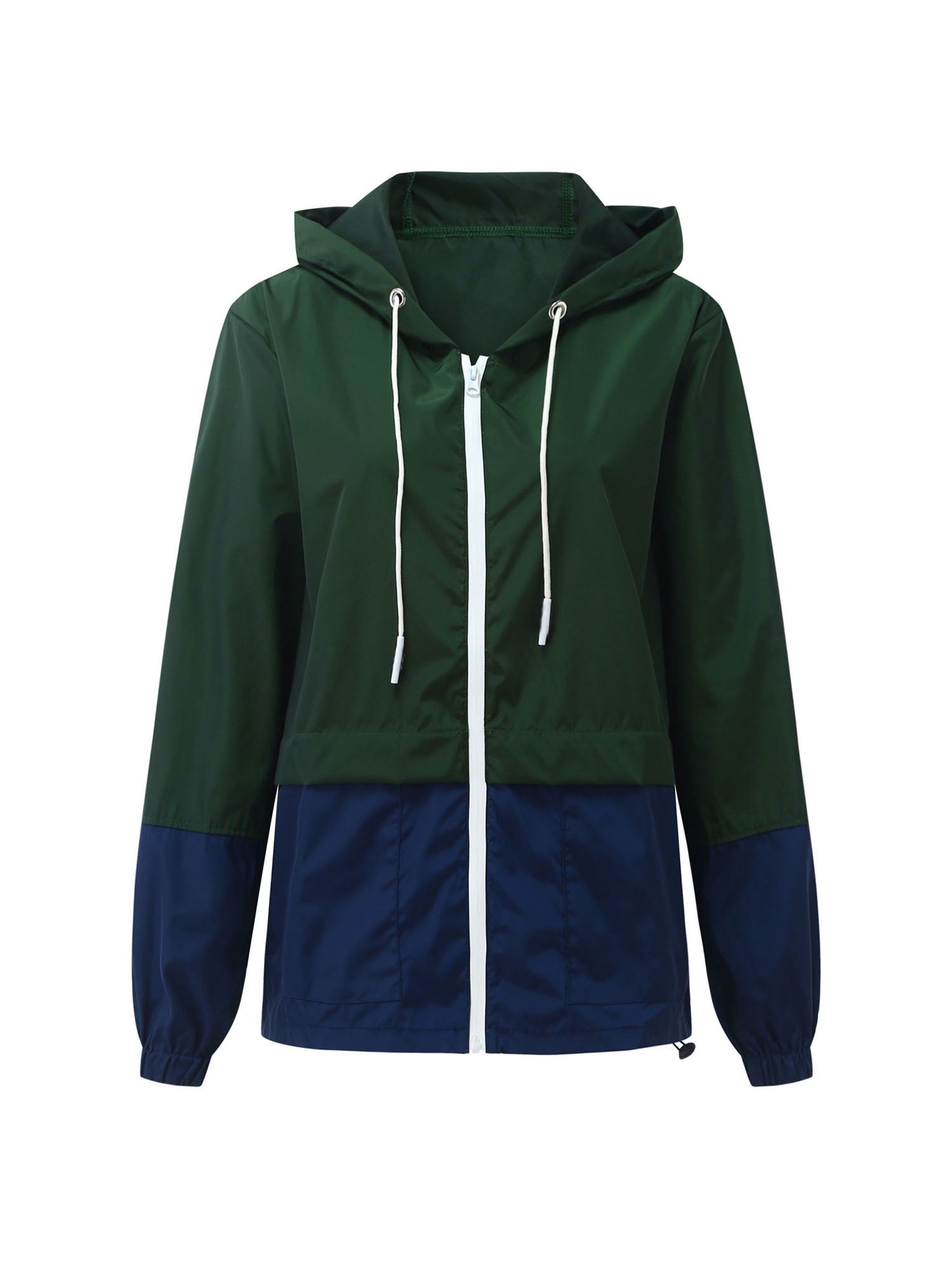 Kmbangi Women Packable Rain Jacket+Outdoor Color Block Hooded Windbreaker