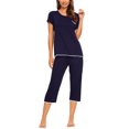 thumbnail image 2 of MINTLIMIT Ensembles de Pyjama Unis pour Femmes, Hauts à Manches Courtes et Pantalons Capri, 2 of 4