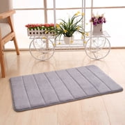 Memory Foam Bath Mat, Xinsrenus Super Soft Absorbent Coral Velvet Bath Rugs, Non-Slip Quick Dry Machine Washable Bathroom Mats for Shower Tub Floor, Gray