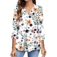 thumbnail image 1 of RKSTN Chemisiers Décontractés Boho à Imprimé Floral pour Femmes, Col en V, Manches Longues, Automne, Hauts à Imprimé Floral, Blouses Amples, Chemises, 1 of 6