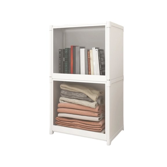 Qiweii Étagère à Livres Combinée Polyvalente avec Couvercle Rabattable et Antipoussière, Étagère de Rangement Polyvalente pour Bureau à Domicile et Chambre, Accessoire d'Organisation pour la Maison