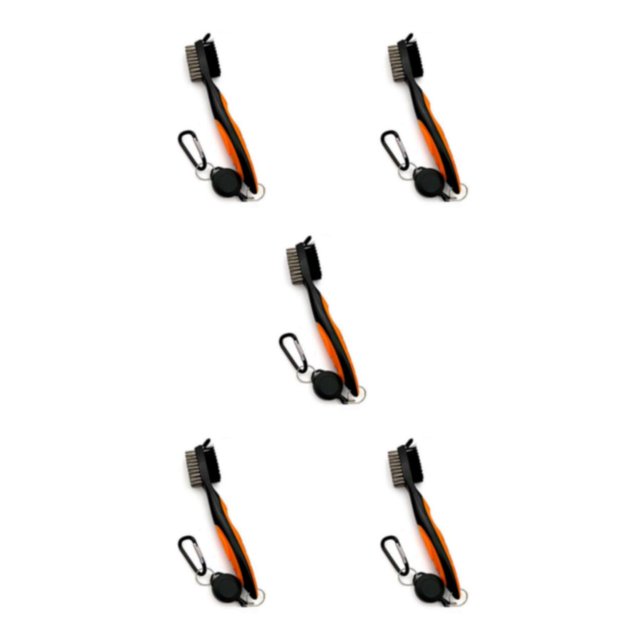 Ruiboury Golf Club Brush Portable Handheld Replacement Double-sided Ball Shoe Brushes Orange Lidless 5Set