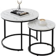 thumbnail image 1 of Coffee Table Nesting Set of Side Set Golden Frame Circular Round and Marble Pattern Wooden Tables Living Room Bedroom Apartment Modern Industrial Simple Nightstand, 1 of 10