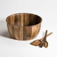 thumbnail image 2 of Kalmar Home 13-Inch Acacia Wood Extra Large Salad Bowl with Servers, 2 of 6