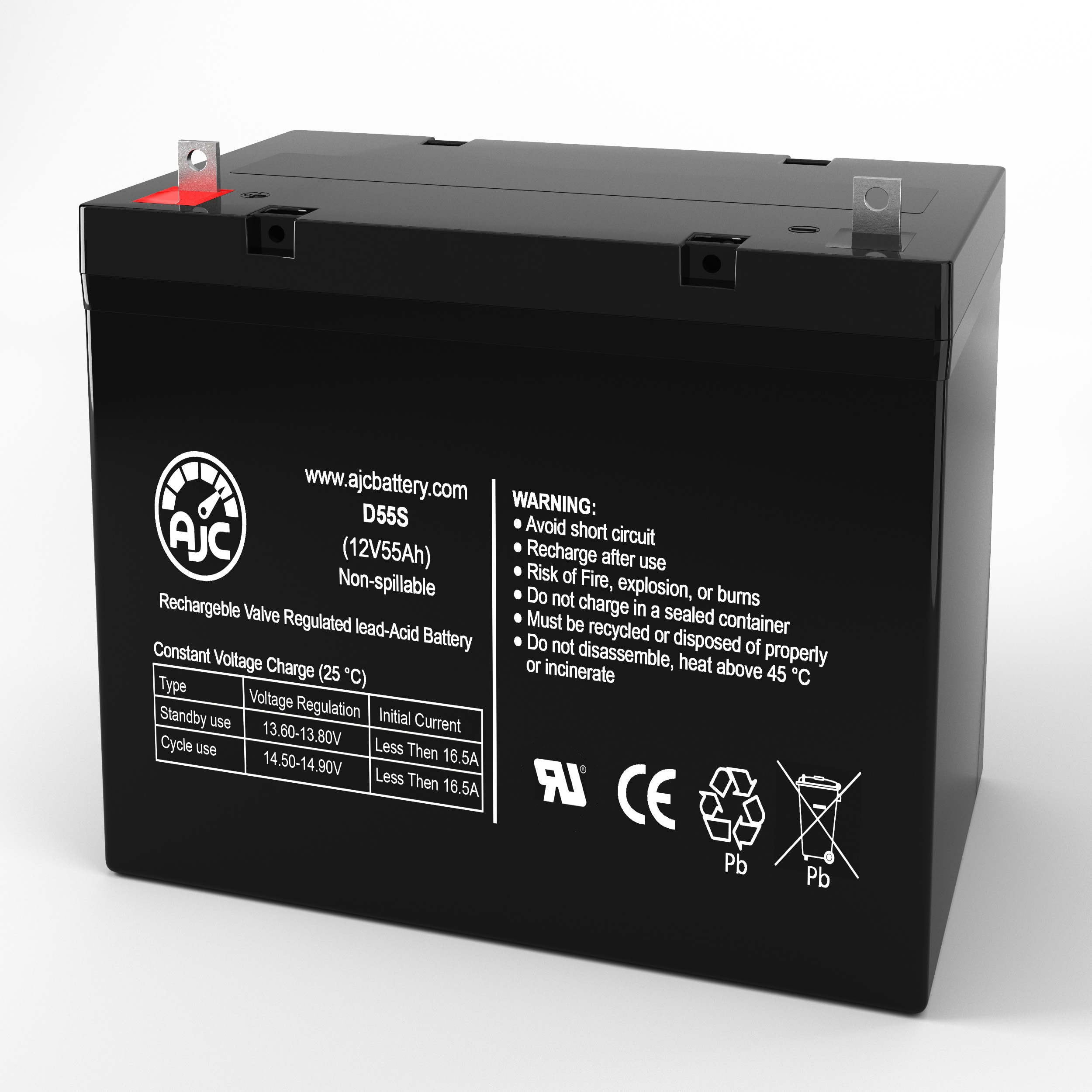 Vision 6FM55SGT-DX Batterie au Plomb Scellée 12V 55Ah - Remplacement de Marque AJC