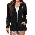 thumbnail image 1 of Yuyuzo Womens Hoodies Long Sleeve Full Zip up Basic Sweatshirts Drawstring Jacket Coat with Pockets, 1 of 7