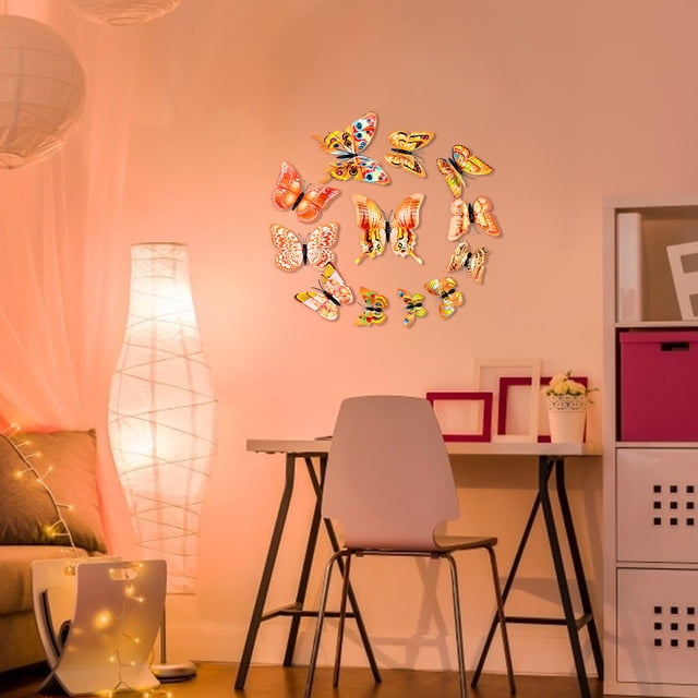 EGNMCR Wall Stickers, Cute Stickers 12pcs Decal Wall Stickers Home Decorations Double Layer Colorful wall sticker