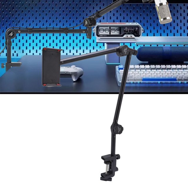Support de Suspension pour Microphone, Support de Bras 360 Degrés pour Téléphone Tablette