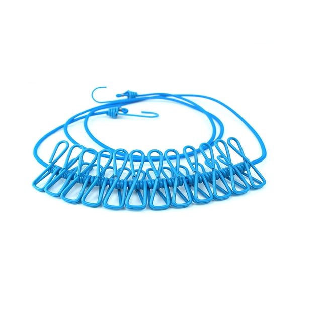 TopLLC Portable Clothesline For Camping/Backyard/RV,Durable Travel Portable Windproof Elastic Clothesline Clips Hanger