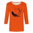 thumbnail image 4 of Dadaria T-Shirt pour Femmes Chemise Orange Manches 3/4 Col Rond Été Chandail Blouses S, 4 of 4