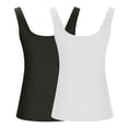 thumbnail image 4 of Plebaso Lot de 2 Débardeurs Côtelés pour Femmes, Bretelles Spaghetti, Hauts Ajustés, Encolure Dégagée, Sans Manches, Hauts d'Été, 4 of 4