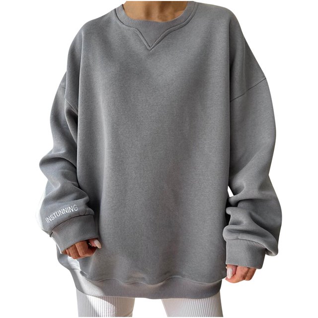 Timegard Womens Oversized Sweatshirts Crewneck Long Sleeve Loose Pullover Tops Fall Winter Fashion