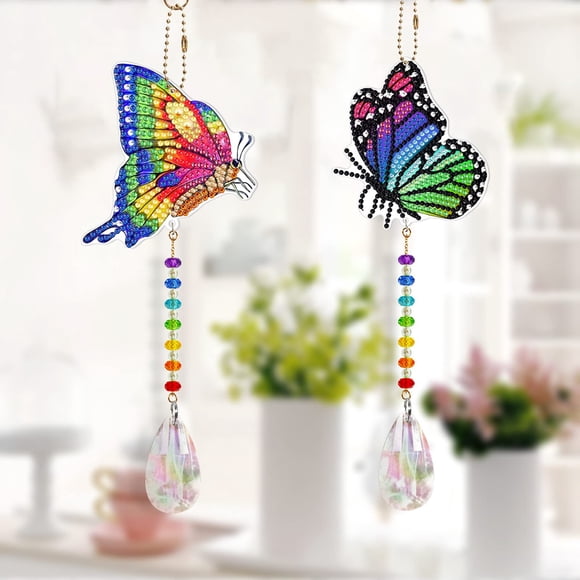 DIY Double-Sided Acrylic Crafted Mosaic Art Sun Catcher Window Hangers – Set of 2 Sparkling Crystal Hanging Decor – For Home, Garden, Wall, or Window Decoration – Size SMDZ01