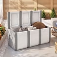 thumbnail image 2 of Gymax Deck Box Patio Container w/ Lockable Lid Weatherproof Plastic Storage Bin Gray & White, 2 of 9