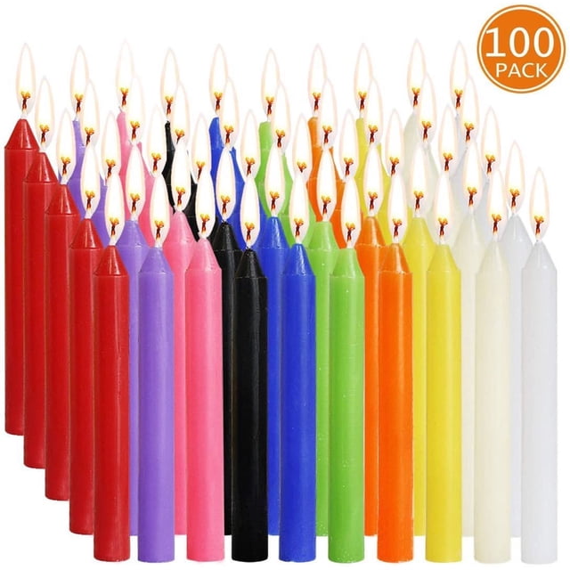 EGNMCR Christmas Decorations, Christmas Gifts Unscented 4in Mini Chime Ritual Spell Taper Candles - Set Of 100 The Pendant