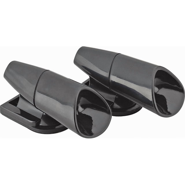 Bell signal d'Avertissement Deer avec Deux Dispositifs en Plastique Noir Activés par le Flux d'Air Montés sur des bases Adhésives, Conçu pour la Prévention des Collisions Automobiles en Produisant des Fréquences Uniques pour Alerter les Animaux et Réduire les Risques d'Accident.
