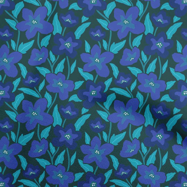 oneOone Polyester Spandex Blue Fabric Floral Sewing Craft Projects Fabric Prints By Yard 56 Inch Wide