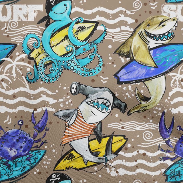 oneOone Rayon Light Brown Fabric Ocean Life Fabric For Sewing Printed Craft Fabric By The Yard 56 Inch Wide