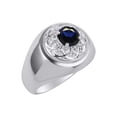 thumbnail image 3 of RYLOS Men's Rings Sterling Silver Designer Gypsy 7MM Round Gemstone & Diamond Ring Sapphire September Birthstone Size 13, 3 of 6