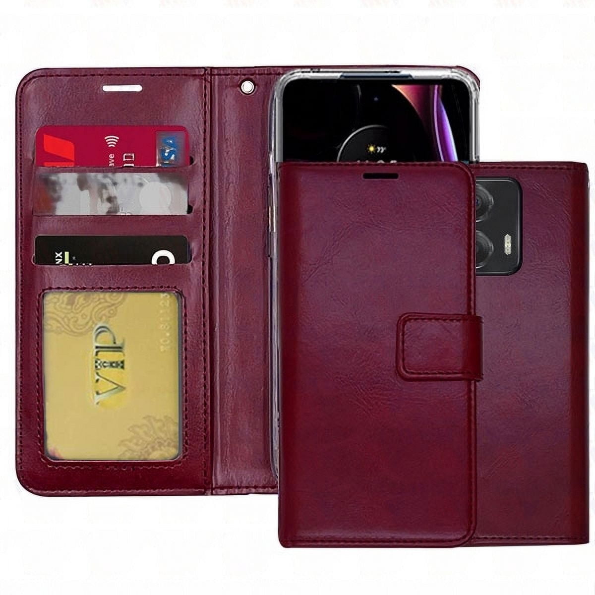 [PST] Motorola Moto Edge 2025 Wallet Case, Leather Magnetic Card Slot Wallet Folio Flip Case Cover
