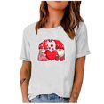 thumbnail image 1 of Blouses à Manches Courtes pour Femmes Mode Femme Col Rond Uni T-Shirt à Manches Courtes Imprimé Blouse Ample Hauts à Manches Courtes pour Femmes, 1 of 4
