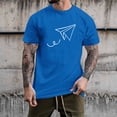 thumbnail image 2 of BOBOGOJP T-Shirt à Manches Courtes pour Homme T-Shirt à Manches Courtes Col Rond Chemises T-Shirt Ample Décontracté Hauts d'Automne (Bleu, TG), 2 of 5