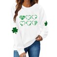 thumbnail image 1 of Tauxra Chandail à Col Rond à Manches Longues pour Femmes, Haut Décontracté à Enfiler avec Imprimé de Trèfle de la Saint-Patrick pour Femmes, Tenues de Fête des Fêtes, Tissu Doux en Polyester Teint au Fil, 1 of 5