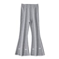 thumbnail image 1 of Summer Girls Stretch Bell Bottoms Flare Pants Ruffle Solid Color Bootcut Leggings 1-14 Years Gray, 1 of 5