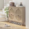 thumbnail image 2 of HOMCOM Shoe Storage Cabinet, Narrow Shoe Cabinet with 4 Flip Drawers, Oak, 2 of 10