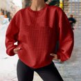 thumbnail image 2 of Pisexur Chandail en Molleton pour Femmes Décontracté Ample Automne Chandails en Molleton pour Femmes Couleur Unie Col Rond Chandail en Molleton Manches Longues Chemises pour Femmes Mode Chandail en Molleton Texturé Chandail Tops, 2 of 8