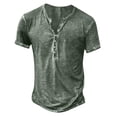 thumbnail image 1 of QIPOPIQ T-Shirts à Manches Courtes pour Hommes à Col Rond Hommes Henley T-Shirts Graphiques T-Shirts d'Été Unis Mode Chandail T-Shirt T-Shirts Cadeau pour Père et Lui 2024 Liquidation Vert m, 1 of 5