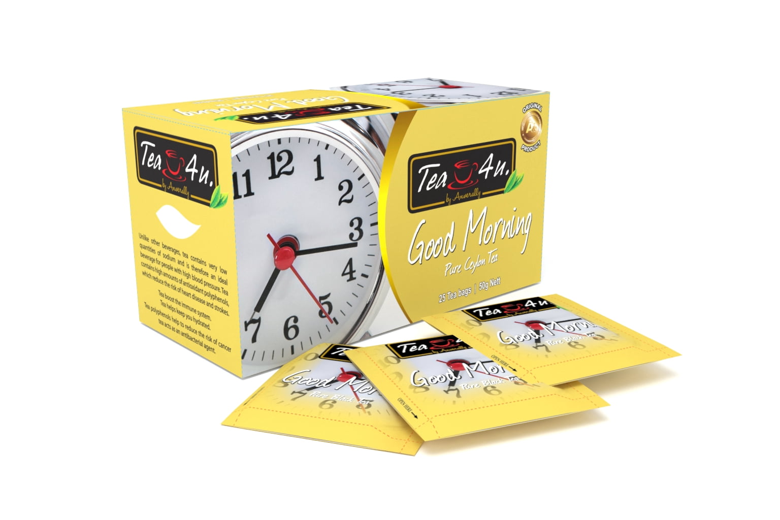 Tea4U Good Morning Black Tea, Ceylon tea, box of 25 teabags