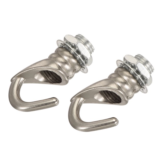 Unique Bargains Alloy Ceiling Hook 23mmx31mm for Ceiling Pendant Light Plate Nickel 2 Pack