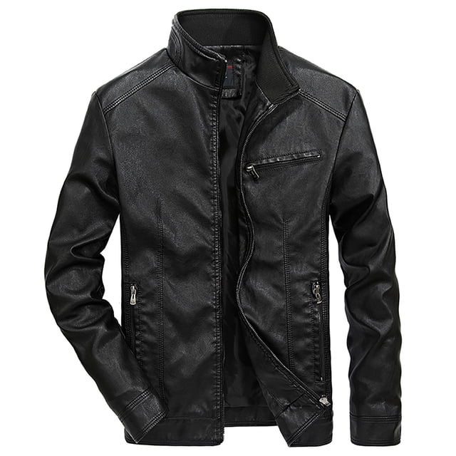 EGNMCR Jackets for Men Men's And Winter Casual Baseball Uniform Leather Jacket Leather Jacket