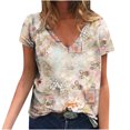 thumbnail image 1 of Hauts d'Été pour Femmes Manches Courtes Femmes Blouse d'Été Imprimée T-Shirts Décontractés Col en V Manches Courtes T-Shirts Hauts, 1 of 1