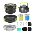 thumbnail image 1 of S SERENABLE Camping Cookware Kit Cups Plates Forks Fast Heat Conduction Pot Pan Kettle Camping Cooking Set for Hiking BBQ Outdoor Cooking green, 1 of 1