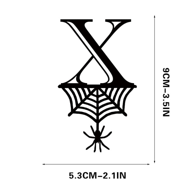 Spider Halloween Decoration Hang Tag Set with 26 Iron Letters 5.3 cm x 9 cm, Black Rope Included
