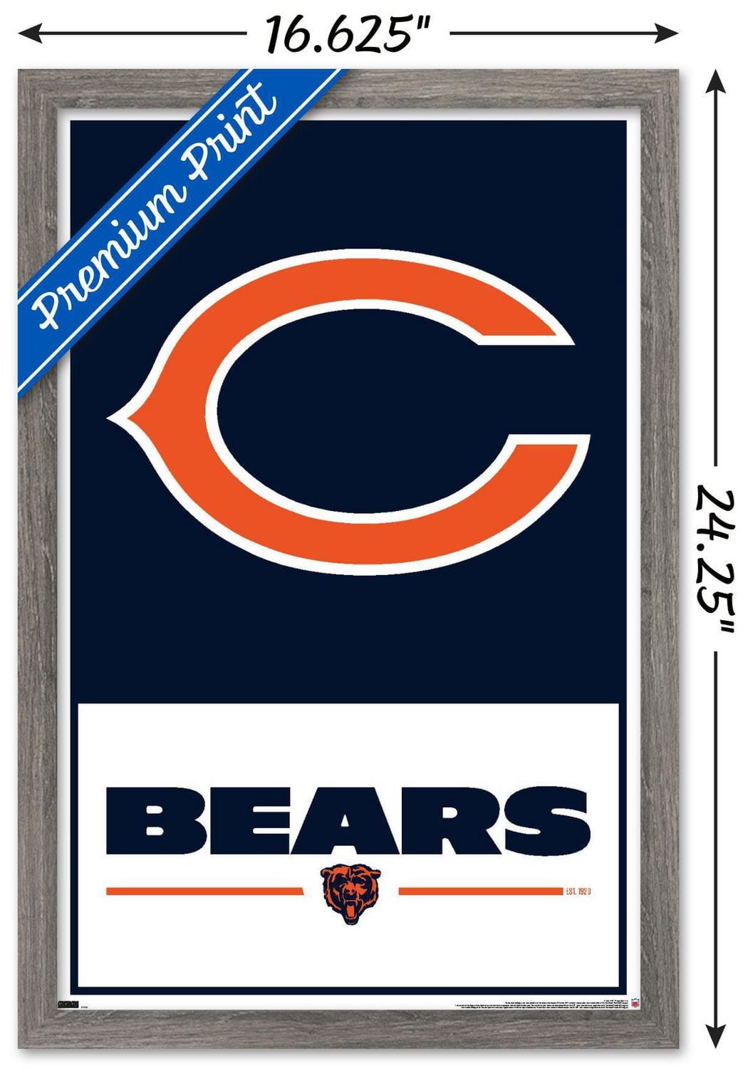 NFL Chicago Bears - Logo 21 Wall Poster, 22.375" x 34" Framed
