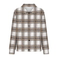 thumbnail image 5 of Mceream Women's Ribbed Knit Shacket Button Down Plaid Jackets Long Sleeve Sweater Shirts Fall Winter Trendy Cardigans Plus Size Winter Warm Outwear Chaqueta De Invierno Para Mujer Khaki XL, 5 of 5